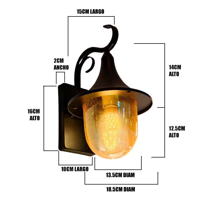 LÁMPARA DE EXTERIOR ROMINA BLACK LED 12W LUZ CÁLIDA - SIN FOCO