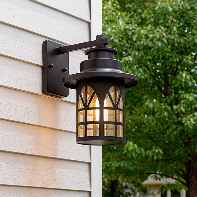 LÁMPARA DE EXTERIOR AMBER BLACK LED 12W LUZ CÁLIDA - SIN FOCO