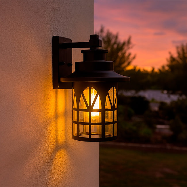 LÁMPARA DE EXTERIOR AMBER BLACK LED 12W LUZ CÁLIDA - SIN FOCO