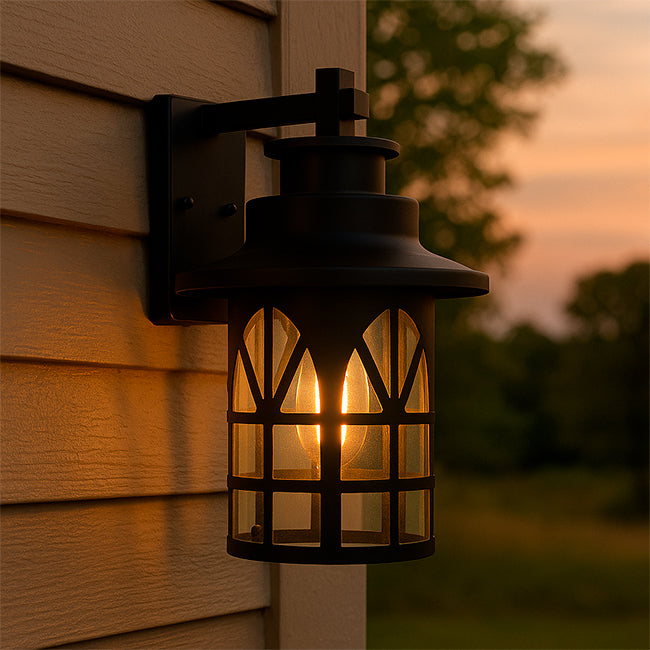 LÁMPARA DE EXTERIOR AMBER BLACK LED 12W LUZ CÁLIDA - SIN FOCO