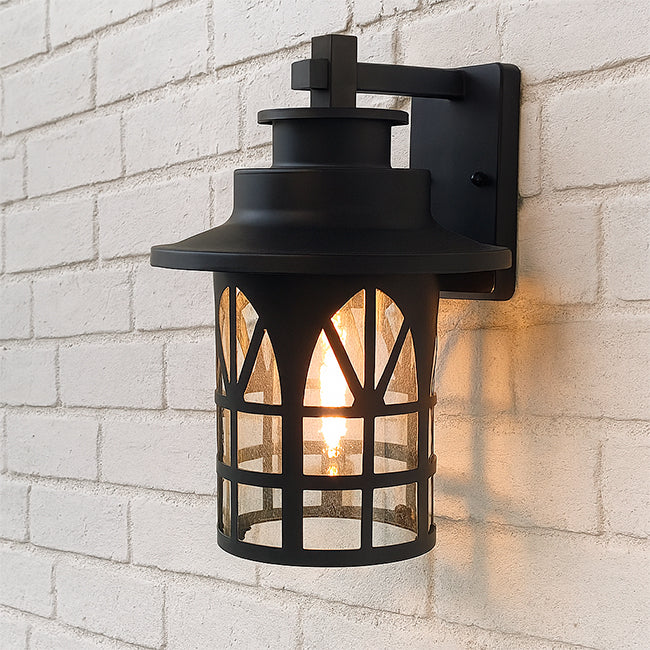 LÁMPARA DE EXTERIOR AMBER BLACK LED 12W LUZ CÁLIDA - SIN FOCO