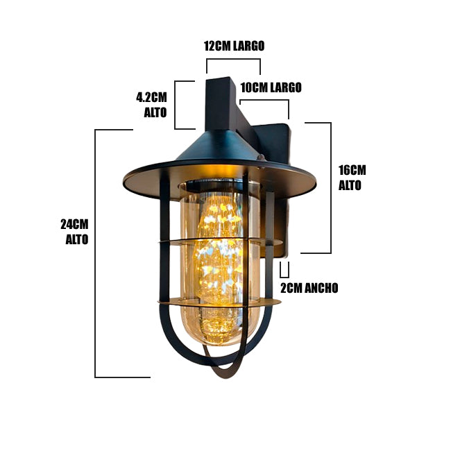 LÁMPARA DE EXTERIOR MURANO BLACK LED 12W LUZ CÁLIDA - SIN FOCO