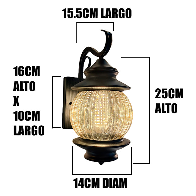 LÁMPARA DE EXTERIOR ELENA BLACK LED 12W LUZ CÁLIDA