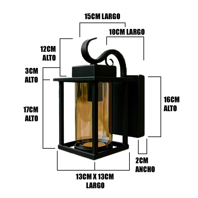 LÁMPARA DE EXTERIOR LISBOA BLACK LED 12W LUZ CÁLIDA - SIN FOCO