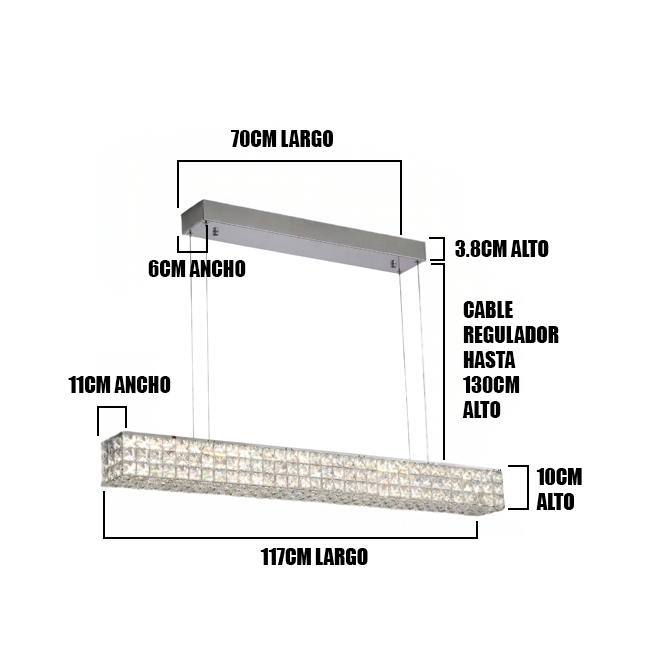 LÁMPARA COLGANTE ZAFIRO CHROME LED + CONTROL REMOTO