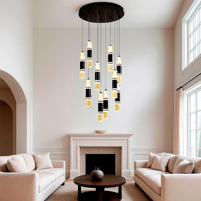 LÁMPARA COLGANTE PREMIUM BAHAMAS BLACK AND GOLD LED + CONTROL REMOTO