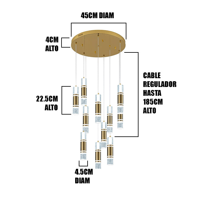 LÁMPARA COLGANTE PREMIUM BAHAMAS GOLD LED + CONTROL REMOTO