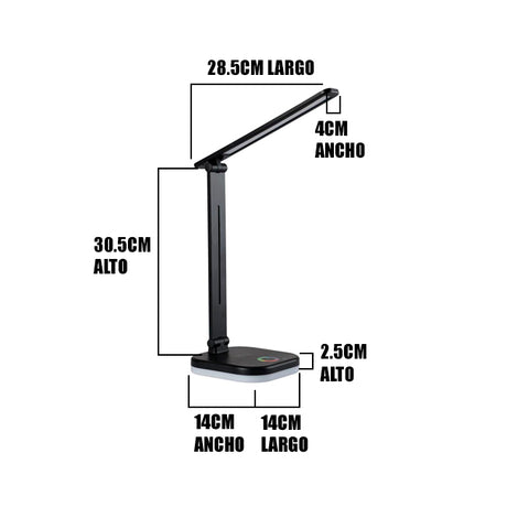 LÁMPARA DE ESCRITORIO CORINA SMART TOUCH LED 7W TRICOLOR + CARGADOR WIRELESS NFC