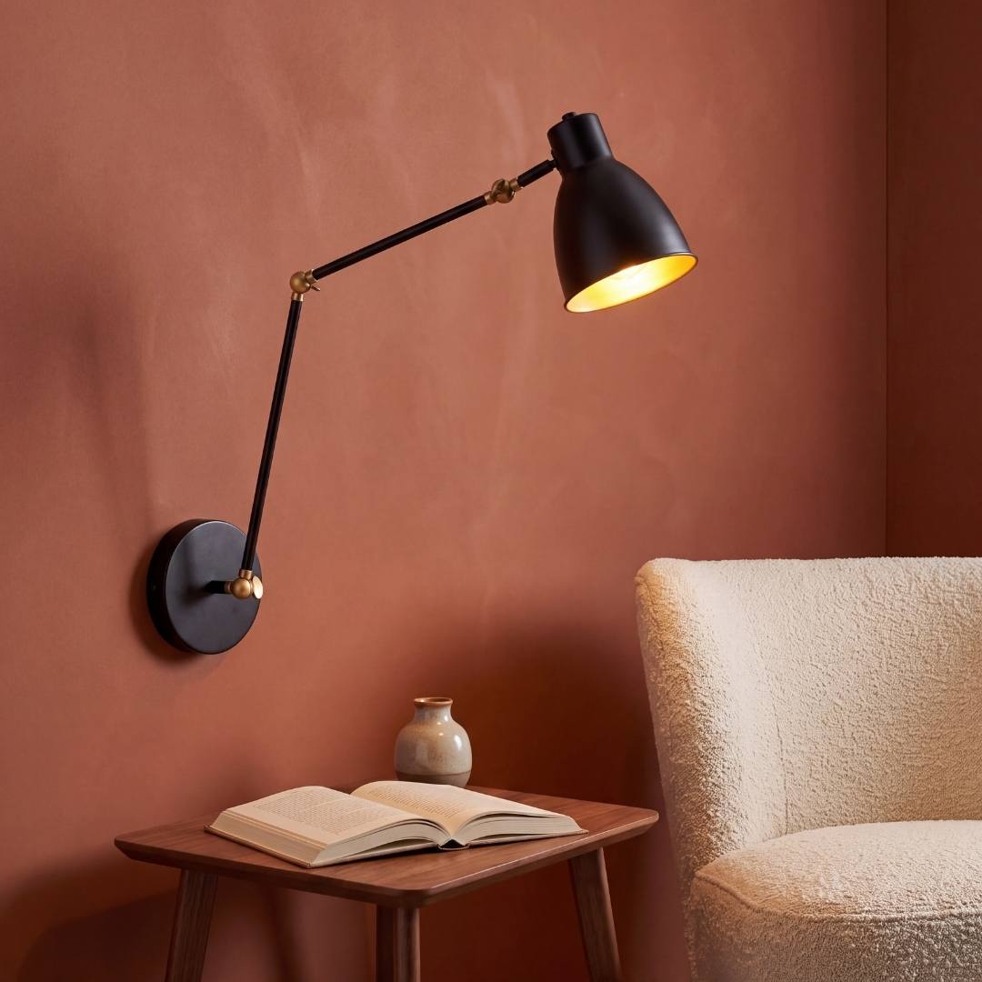 APLIQUE DE PARED ARTICULABLE OTTO BLACK GOLD E27 - SIN FOCO