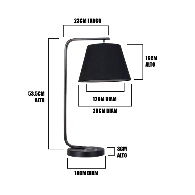 LÁMPARA DE MESA ALESSIA BLACK LED - SIN FOCO