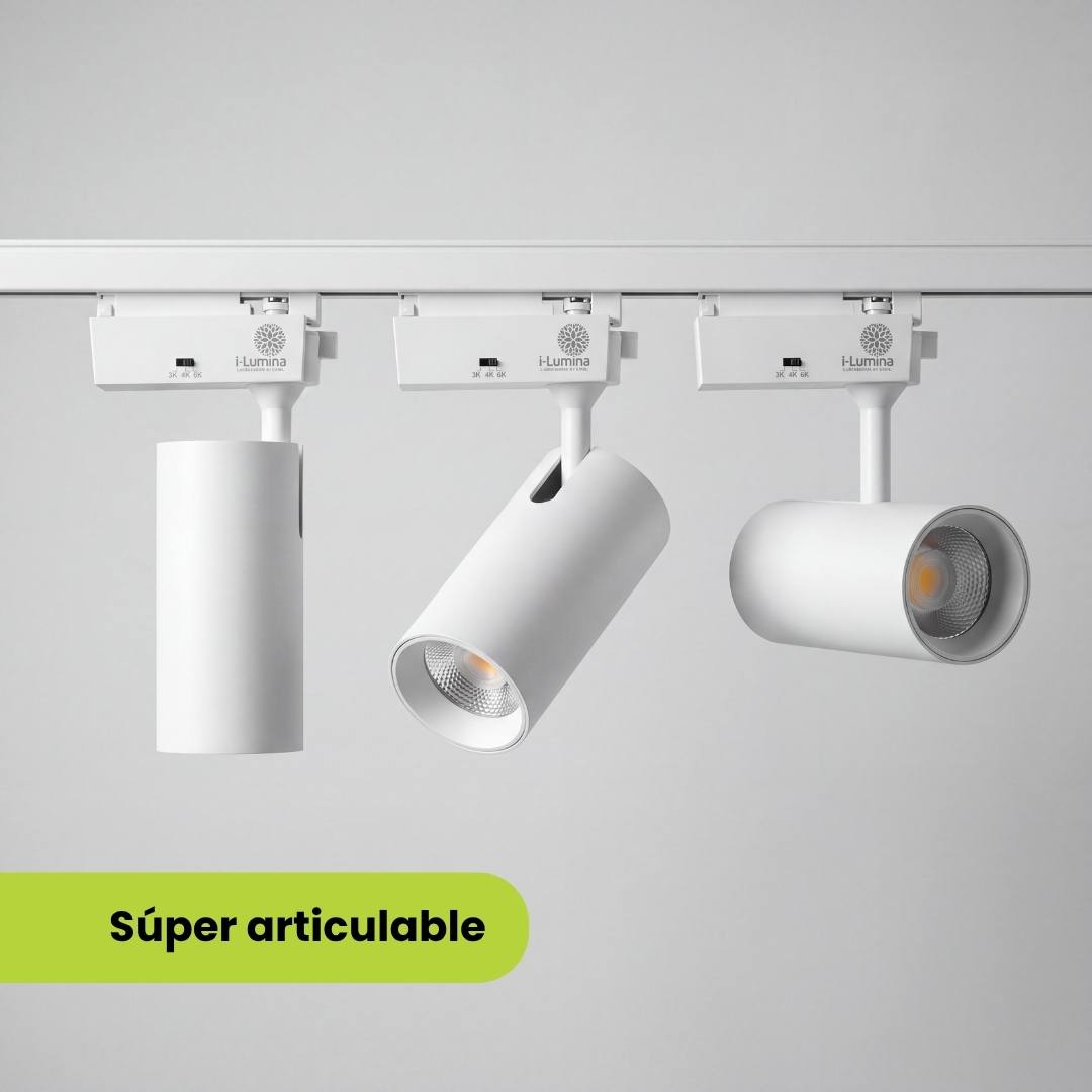 SPOT LED 220V PARA RIEL TRIXY WHITE 20W CCT 03 TONOS TRICOLOR DIRIGIBLE - RIEL NO INCLUIDO