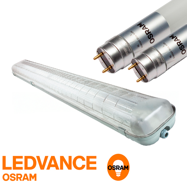 LUMINARIA HERMÉTICA TIPO INDIKO LED 1.20M OSRAM 02LUCES - SIN FOCOS