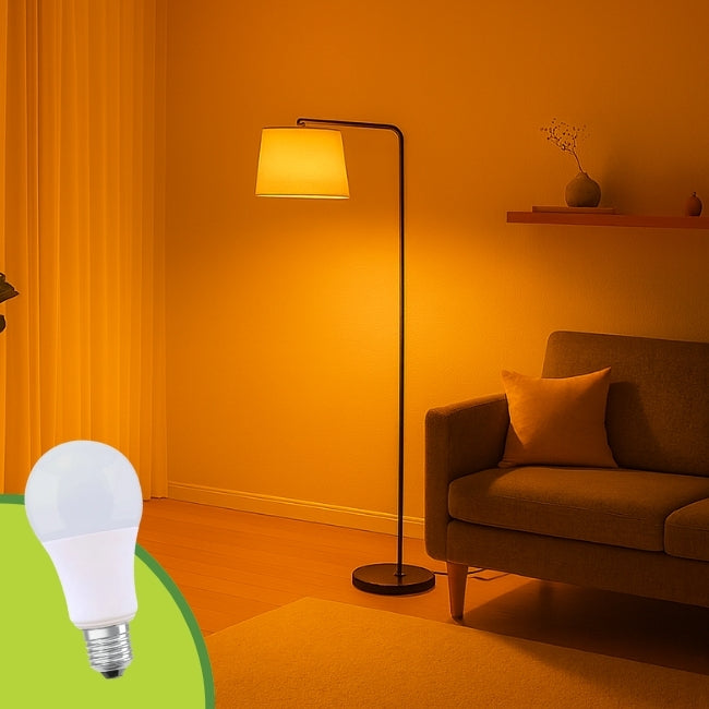 LÁMPARA DE PIE DAMARIS BLACK LED + FOCO LED 12W LUZ CÁLIDA
