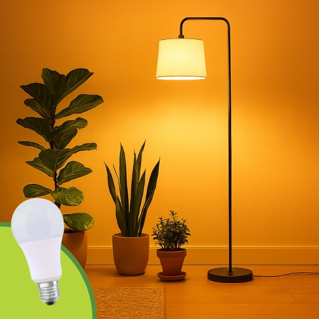 LÁMPARA DE PIE ARTEMISA BLACK LED + FOCO LED 12W LUZ CÁLIDA