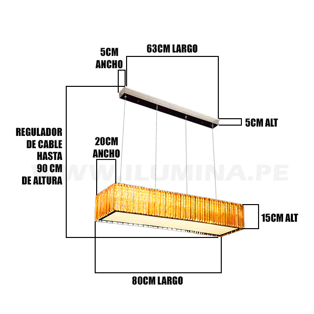 LÁMPARA COLGANTE KRYSTAL IREM 7826 CF LED + CONTROL REMOTO