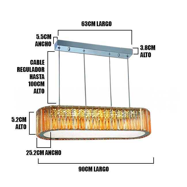LÁMPARA COLGANTE LED KRYSTAL NAZLI + CONTROL REMOTO