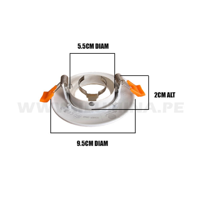 SET COMPLETO - SPOT EMPOTRABLE ICORP-2040WH CON DICROICO LED 6W LUZ BLANCA 6500K