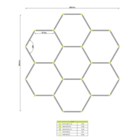 LÁMPARA HEXAGONAL LED ADOSABLE A TECHO/PARED TIPO PANAL "O" - KIT COMPLETO 07 HEXAGONALES LUZ BLANCA
