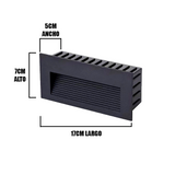 SPOT LUZ GUIA DE PASO ROSELI LED ASIMÉTRICO 5W RECTANGULAR NEGRO LUZ CÁLIDA