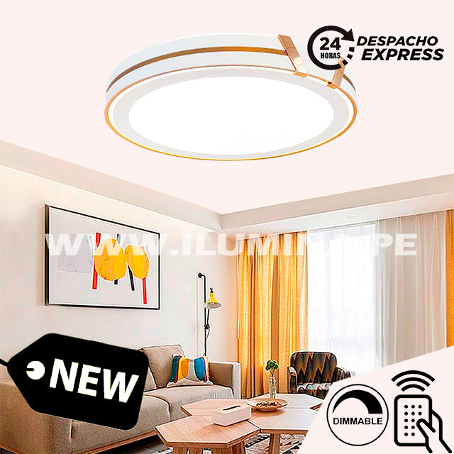 LÁMPARA DE TECHO SAFIRO WHITE AND GOLD LED 30W + CONTROL REMOTO