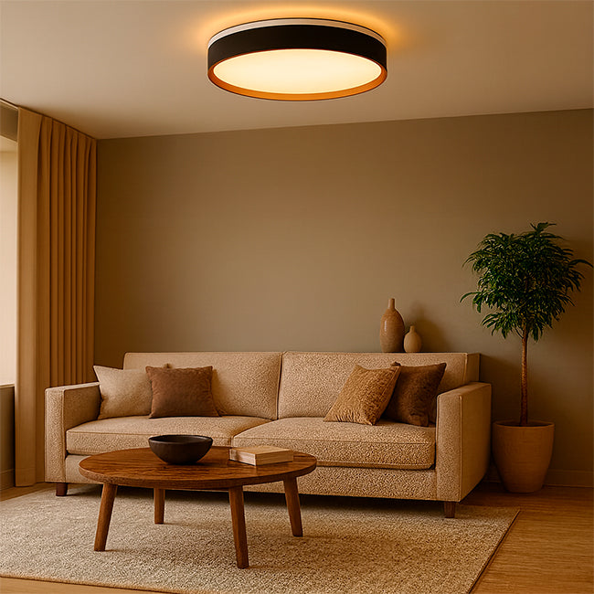 LÁMPARA DE TECHO CLAUDIA LED BLACK AND GOLD 30W + CONTROL REMOTO