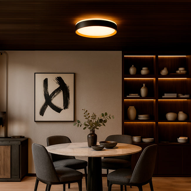 LÁMPARA DE TECHO CLAUDIA LED BLACK AND GOLD 30W + CONTROL REMOTO