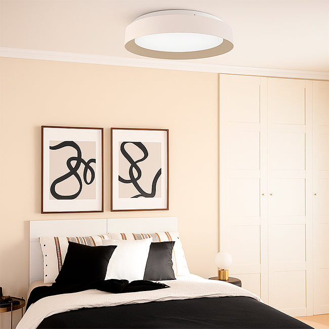 LÁMPARA DE TECHO DIANA LED WHITE AND GOLD 30W + CONTROL REMOTO