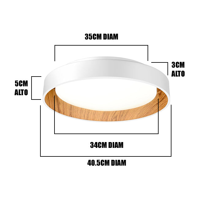 LÁMPARA DE TECHO AMELIA LED WHITE AND WOOD 30W + CONTROL REMOTO