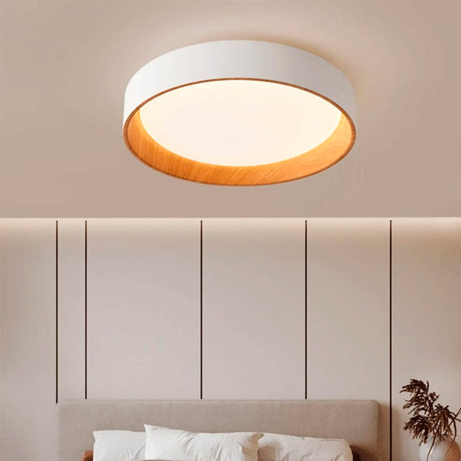 LÁMPARA DE TECHO AMELIA LED WHITE AND WOOD 30W + CONTROL REMOTO