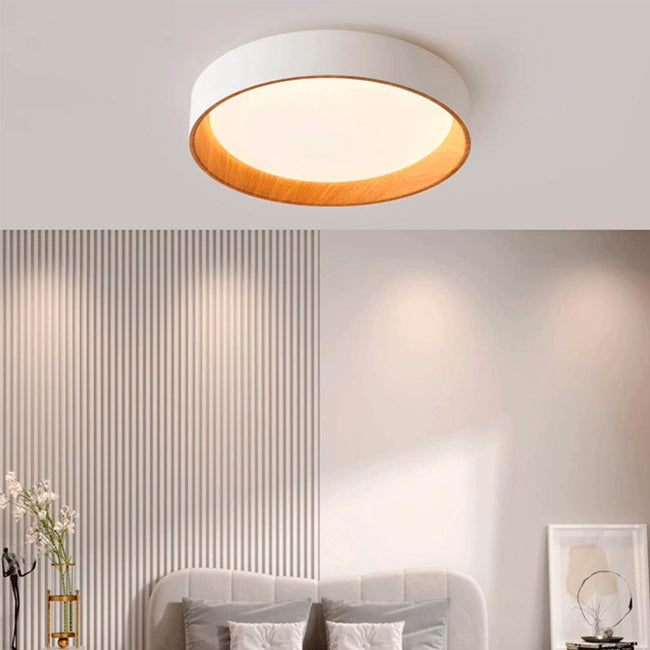 LÁMPARA DE TECHO AMELIA LED WHITE AND WOOD 30W + CONTROL REMOTO