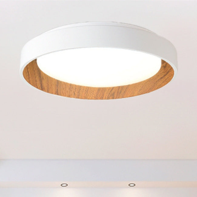 LÁMPARA DE TECHO AMELIA LED WHITE AND WOOD 30W + CONTROL REMOTO