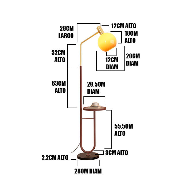 LÁMPARA DE PIE KEYLA WOOD AND GOLD LED CON MESA / SIN FOCO
