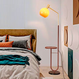 LÁMPARA DE PIE KEYLA WOOD AND GOLD LED CON MESA / SIN FOCO