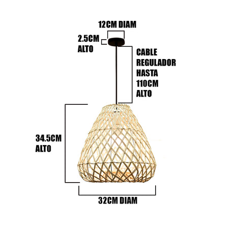 LÁMPARA COLGANTE DE RATTAN NATURAL BENEDETTA E27