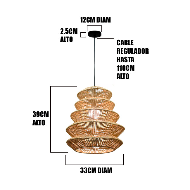 LÁMPARA COLGANTE DE RATTAN NATURAL HELENA E27