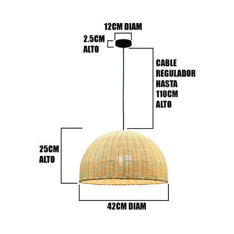 LÁMPARA COLGANTE DE RATTAN NATURAL HIKARU E27