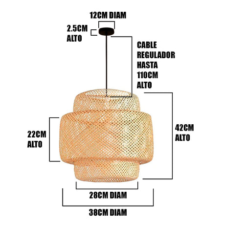 LÁMPARA COLGANTE DE RATTAN NATURAL KAORI E27