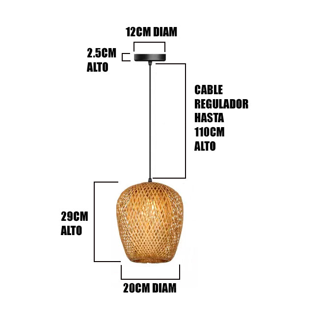 LÁMPARA COLGANTE DE RATTAN NATURAL REINA E27