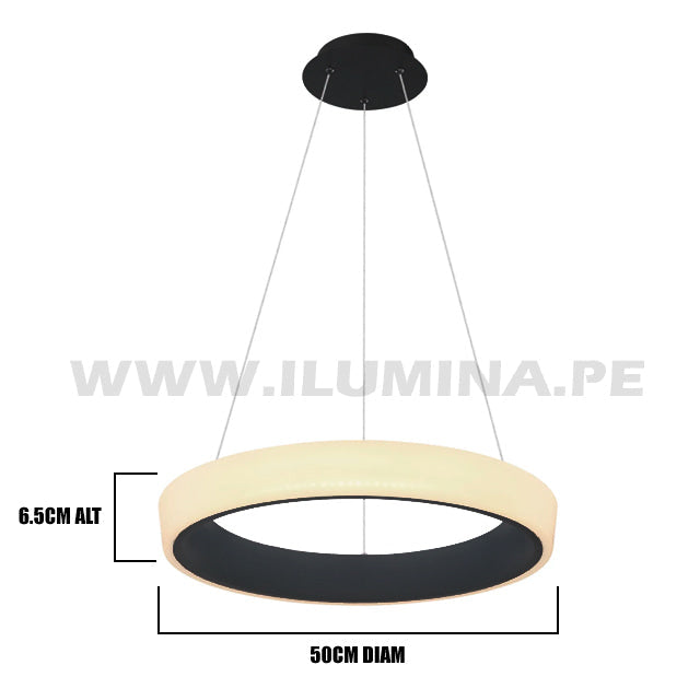 LÁMPARA COLGANTE DORIANA SLIM LED BLACK + CONTROL REMOTO