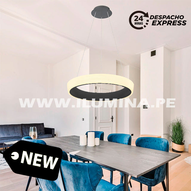 LÁMPARA COLGANTE DORIANA SLIM LED BLACK + CONTROL REMOTO