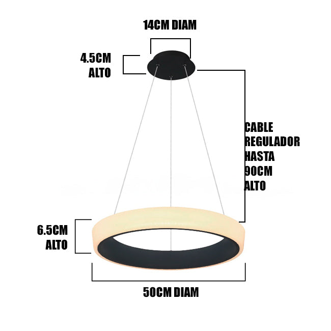 LÁMPARA COLGANTE DORIANA SLIM LED BLACK + CONTROL REMOTO