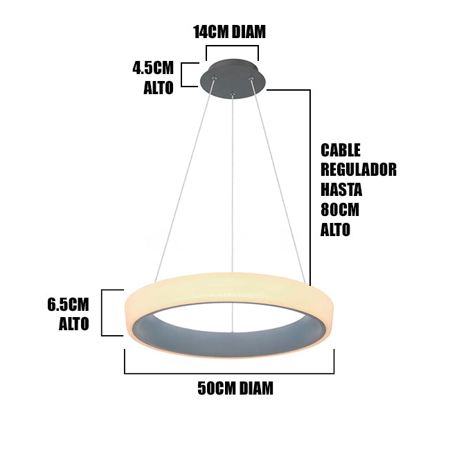 LÁMPARA COLGANTE DORIANA SLIM LED GRAY + CONTROL REMOTO