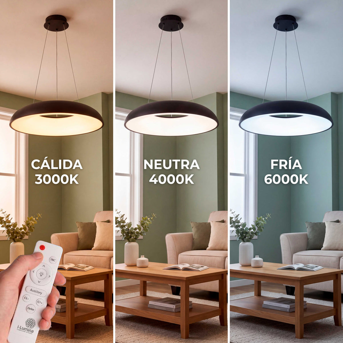 LÁMPARA COLGANTE LED ALBA BLACK + CONTROL REMOTO
