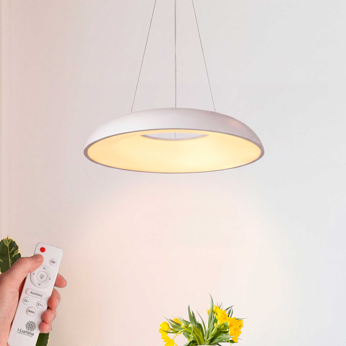 LÁMPARA COLGANTE LED ALBA WHITE + CONTROL REMOTO