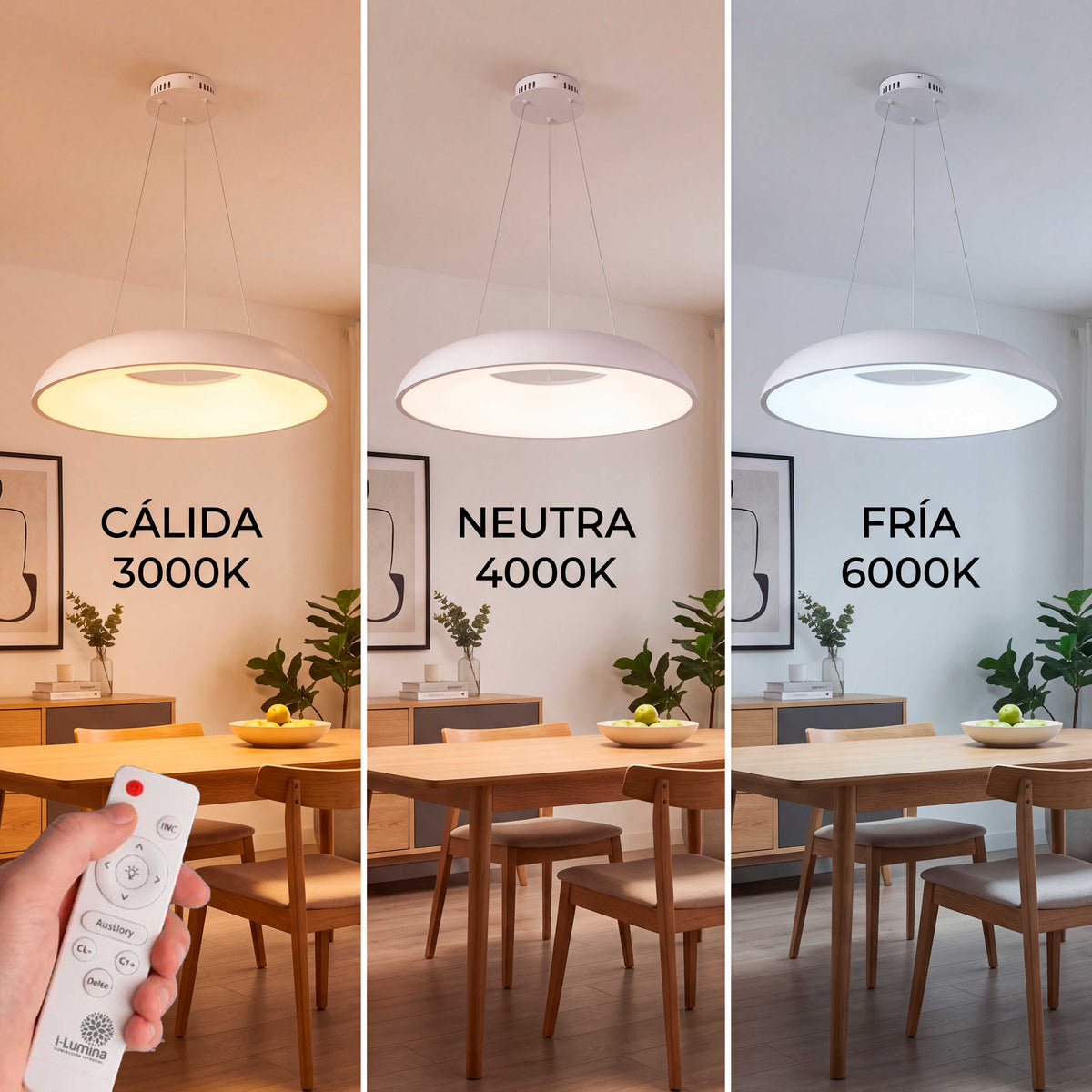 LÁMPARA COLGANTE LED ALBA WHITE + CONTROL REMOTO