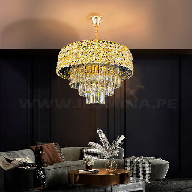 LÁMPARA COLGANTE LED MALAK KRYSTAL GOLD 9726