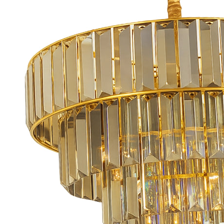 LÁMPARA COLGANTE ZAIRA KRYSTAL GOLD + FOCO VELA E14 4W TRANSP LUZ CÁLIDA