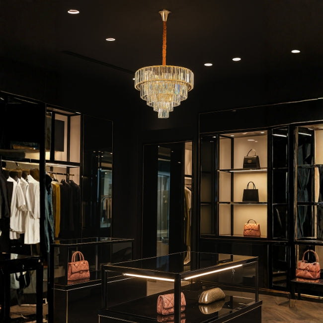 LÁMPARA COLGANTE ZAIRA KRYSTAL GOLD - SIN FOCO