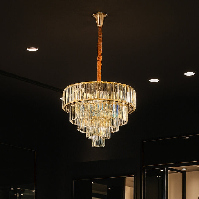 LÁMPARA COLGANTE ZAIRA KRYSTAL GOLD - SIN FOCO