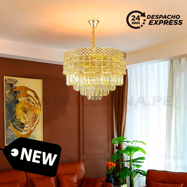 LÁMPARA COLGANTE LED FATIMA KRYSTAL GOLD 9737-450